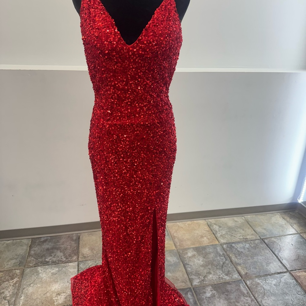 Elegant Red Sequin Gown